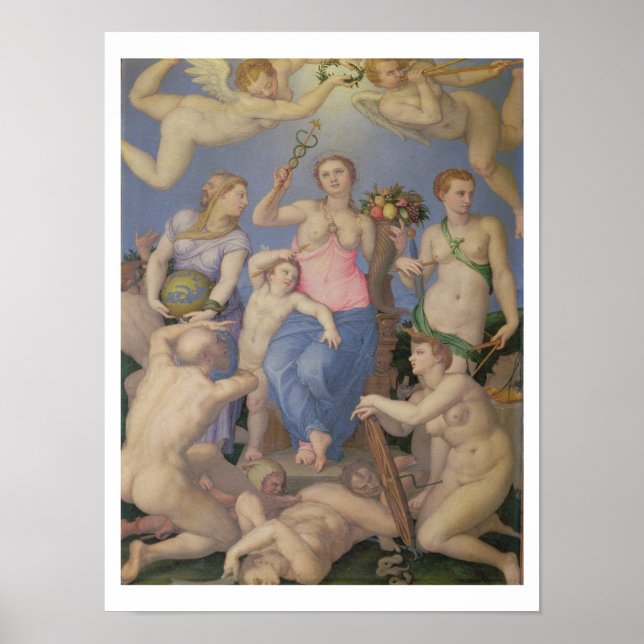 Pôster Alegoria de felicidade, c.1567 (óleo em cobre) (Frente)