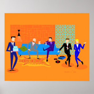 Poster alegre retro do partido