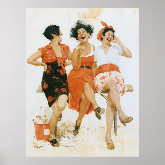 Poster Alegres Amigas de Verão Vintage (Frente)