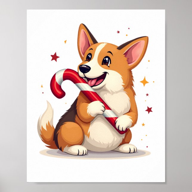 Poster Alegria de Cane de Açúcar do Corgi (Frente)