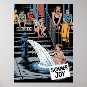 Poster Alegria de Verão no Brooklyn Bebê Hidrante