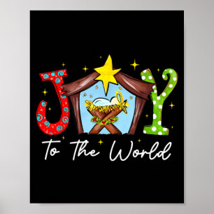 Poster Alegria Para O Mundo Bebê Jesus Natal Cena Da Nati