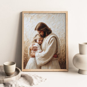 Poster Além do Amor, Arte Cristã, Jesus Abraçando Menina