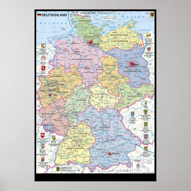 Poster "Alemanha: 2021/heute - Politische Karte (Frente)