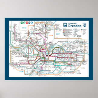 Poster "Alemanha: 2022/heute Dresden - Liniennetz ...