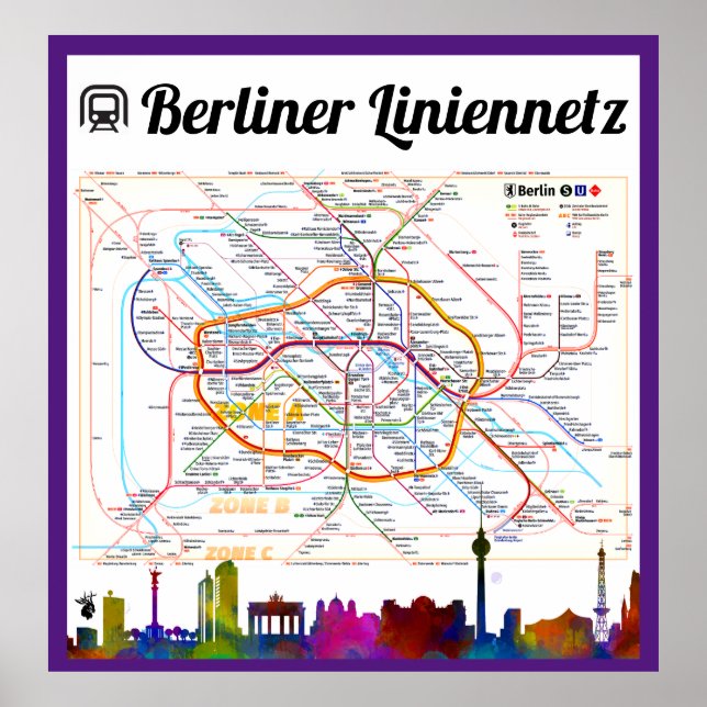 Poster alemanha. BERLIM Liniennetz (S-/U-Bahn) ... (Frente)