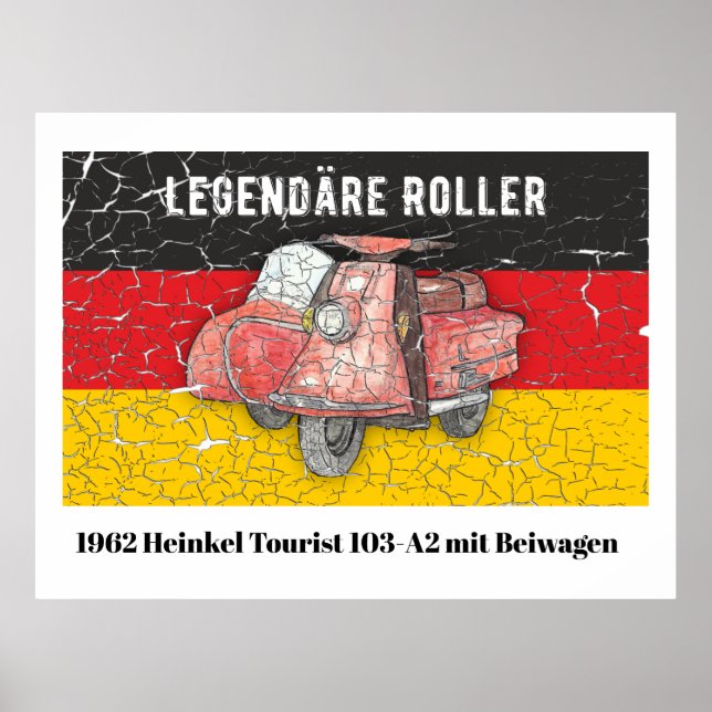 Poster Alemanha do cilindro 1962 Heinkel 103-A2 Beiwagen (Frente)
