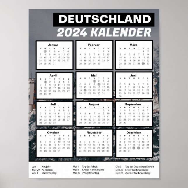 Poster Alemanha Kalender Herunterladen 2024 Pdf Alemão (Frente)