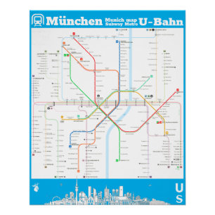 Pôster “Alemanha: München subterrâneo SUBWAYmap…