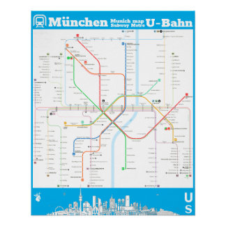 Pôster “Alemanha: München subterrâneo SUBWAYmap…