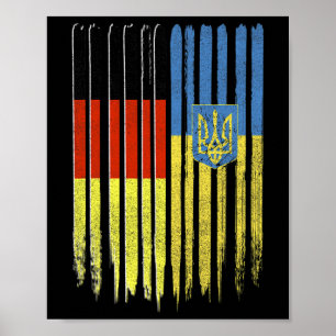 Poster Alemanha Ucrânia Bandeira Alemã Ucraniana Tridente