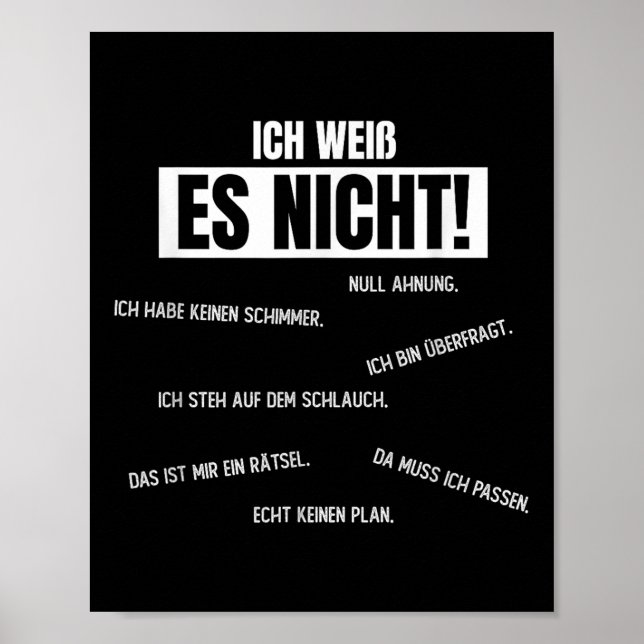 Poster Alemão _ _ Ich Weiß Es Nicht (Frente)