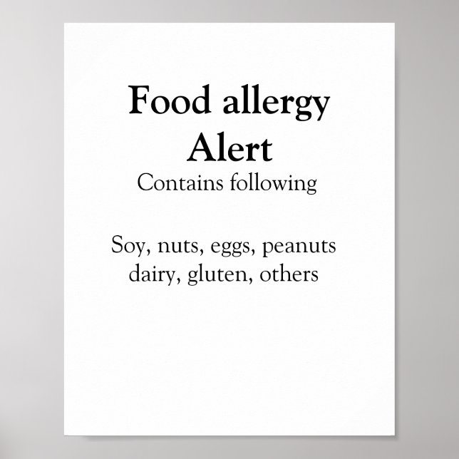 Poster Alerta de alergia de comida adicionar nome texto i (Frente)