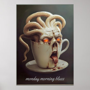 Poster alerta de nível de cafeína da melancolia de segund
