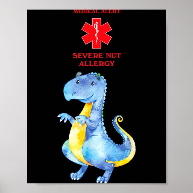 Poster Alerta Médico Alergia Grave a Nozes Com (Frente)