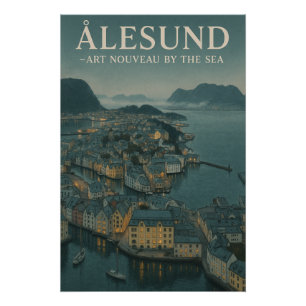 PÔSTER ÅLESUND — ART NOUVEAU À BEIRA-MAR