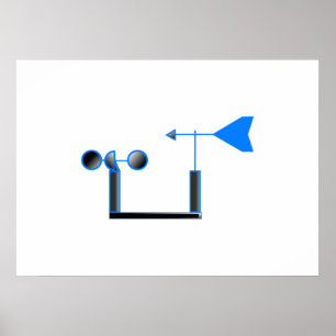 Poster Aleta azul da velocidade do vento e de tempo