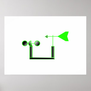 Poster Aleta verde da velocidade do vento e de tempo