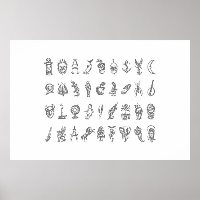 Poster Alethiômetro Símbolos Ouro De Grelha Compasso O Sí (Frente)