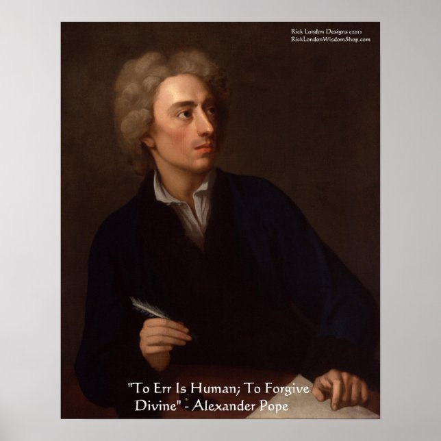 Poster Alexander Pope "Errar é Humano" Citação de Sabedor (Frente)