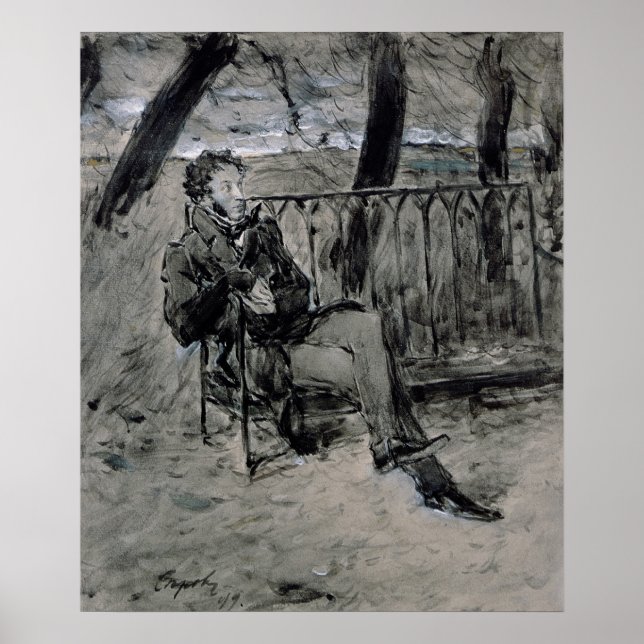 Poster Alexander Pushkin em um Parque, 1899 (Frente)