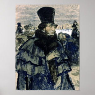 Pôster Alexander Pushkin na terraplenagem de Neva