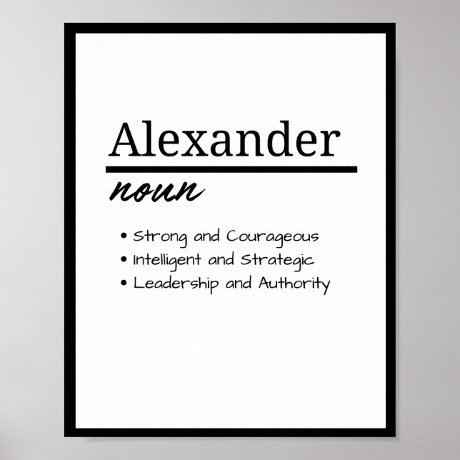 Poster Alexandre, Definição de Nome Personalizado Masculi (Frente)