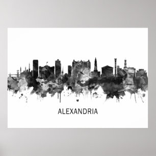 Poster Alexandria Egypt Skyline BW