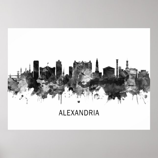 Poster Alexandria Egypt Skyline BW (Frente)