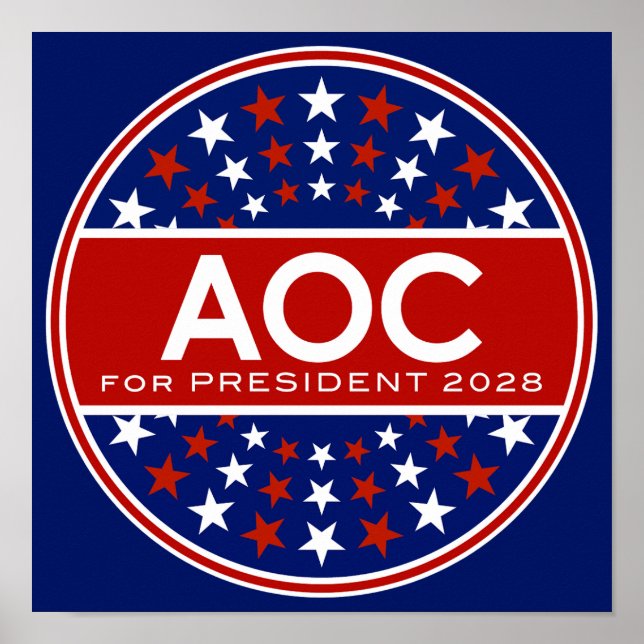 Poster Alexandria Ocasio-Cortez para Presidente 2028 (Frente)
