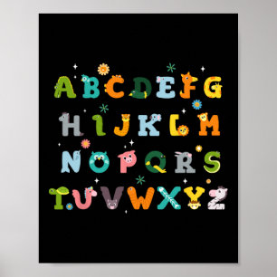 Poster Alfabeto Abc de Animais Fofos De Volta à Escola Me