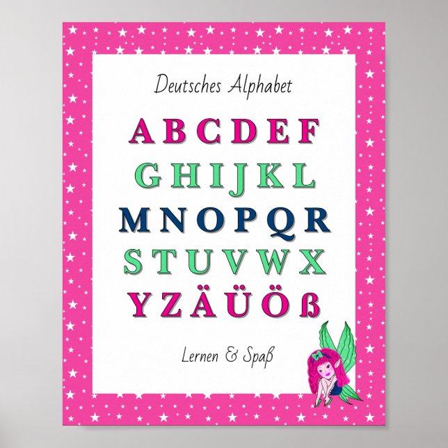 Poster Alfabeto Alemão – Fada Fofa (Frente)