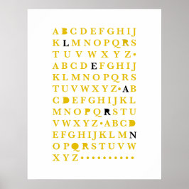 Poster Alfabeto Amarelo Aprender - Letra Moderna Tipograf