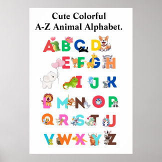 Poster Alfabeto Animal A-Z - Corante ABC Bonito