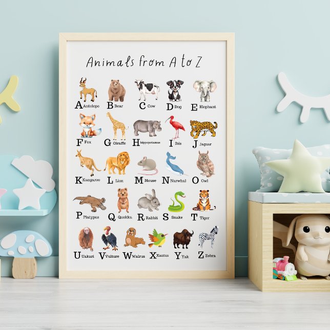 Poster Alfabeto Animal A - Z Crianças Enfermeiro Educativ (Criador carregado)