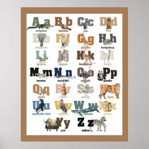 Poster Alfabeto Animal  Arte para Parede de Berçário e Cr