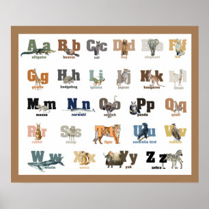 Poster Alfabeto Animal  Berçário e Crianças 24 x 20