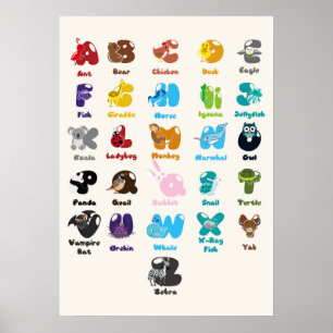 Poster Alfabeto Animal para Educação Infantil
