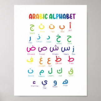 Poster Alfabeto Árabe, Letras Árabes, escola doméstica