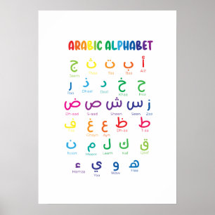 Poster Alfabeto Árabe, Letras Árabes, escola doméstica
