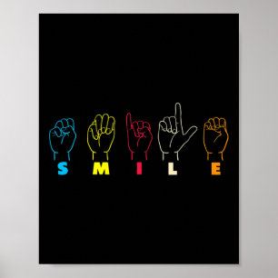 Poster Alfabeto Asl Sorriso Língua de Sinais Americana As