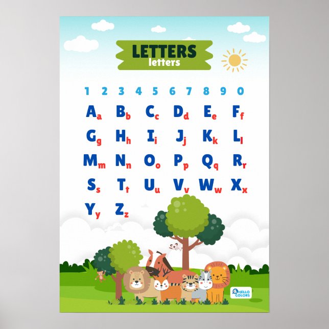Poster Alfabeto Com Animais Cutes (Frente)
