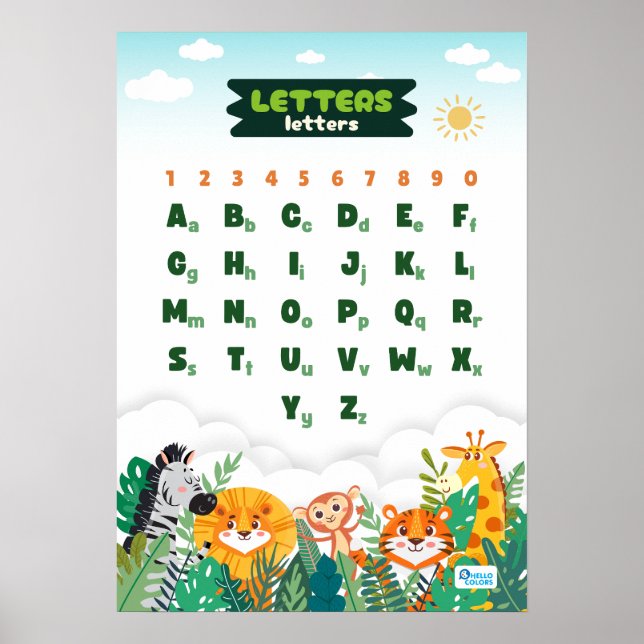 Poster Alfabeto com Animais Fofos (Frente)