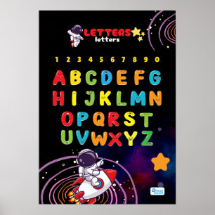 Poster Alfabeto Com Espaço Exterior