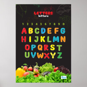 Poster Alfabeto com Frutas e vegetais