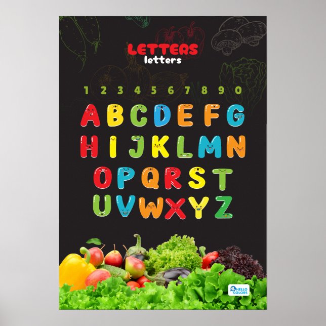 Poster Alfabeto com Frutas e vegetais (Frente)