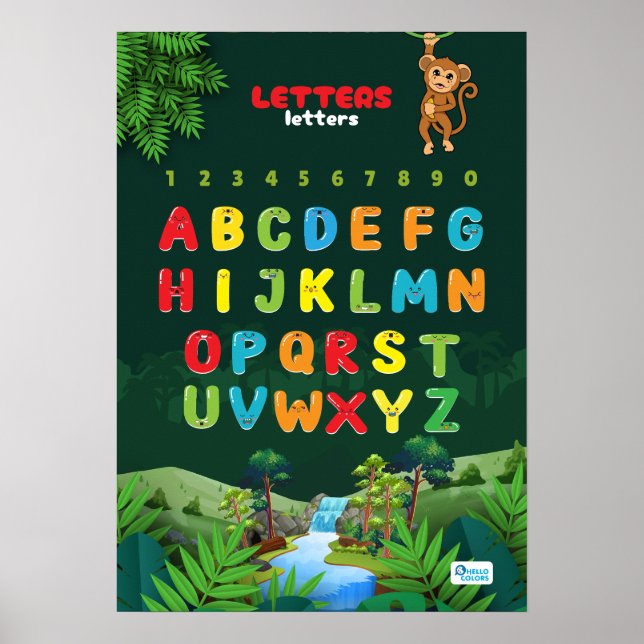 Poster Alfabeto com Tema de Selva (Frente)