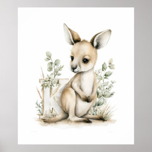 Poster Alfabeto de adoráveis animaizinhos bebês em aquare
