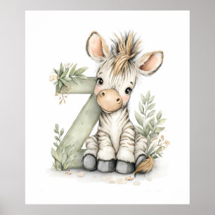 Poster Alfabeto de Animais Bebês em Aquarela Adoráveis Ze