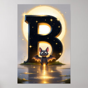 Poster Alfabeto de Halloween para Crianças ABC Letra B